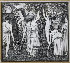 Weinlese, Kompositionsstudie für eine Illustration zu 